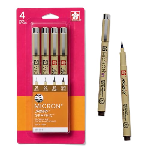 Image of SAKURA Pigma 50040 Micron Blister Card Ink Pen Set, Sepia, Pigma 4CT Set