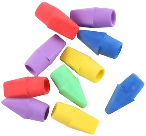 Lot de 10 gommes à crayon, gommes à capuchon de couleurs assorties, gommes pour enfants, fournitures scolaires pour enseignants (10 pièces) pratiques et attrayantes