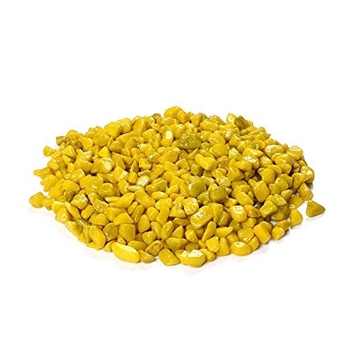 BUM BUM BHOLE Polished Colored Yellow Stone Marble Pebbles for Home Garden Aquarium Outdoor Decoration 2 Kg