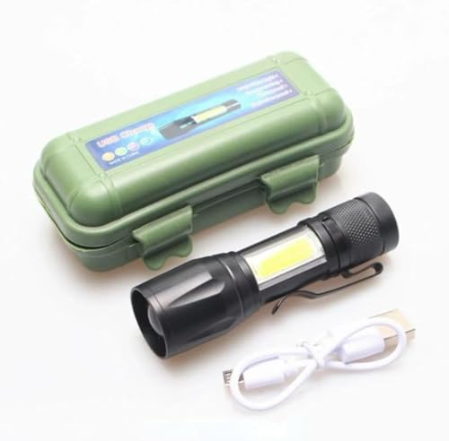 Mini Lanterna Tatica Led Alumínio Super Forte Recarregavel Usb com Estojo