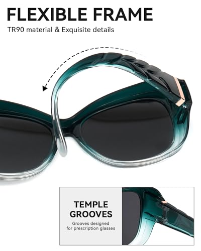 Meeloog Polarized Fit Over Glasses Sunglasses for Women, Oversized Fashion Big Sun Glasses Trendy Shades for Driving MST00794