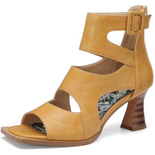 Image of Chunky Gladiator Sandals for Women Summer Peep Toe Stylish Sexy Shoes Dressy Comfortable Strappy High Heels Elegantes Sparkly Buckle Wedge Ladies Formal 3 Inch Pumps