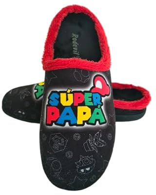 Rodevil Zapatillas casa para: hombre con plantilla extraíble - Super Papá - Parodia videojuego - Ideal padre 45 | Ya disponible en tu tienda friki favorita! En mundofriki.es!