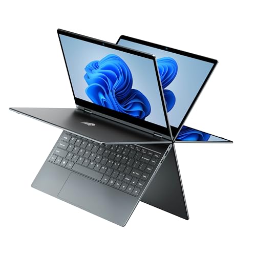 BMAX Ordenador portátil 2 en 1 Intel N150 Quad Core 14 pulgadas 16 GB RAM 512 GB SSD ordenador portátil pantalla táctil Win 11 teclado retroiluminado 1920 x 1080 tipo C, USB 3,2, BT5.0 película para