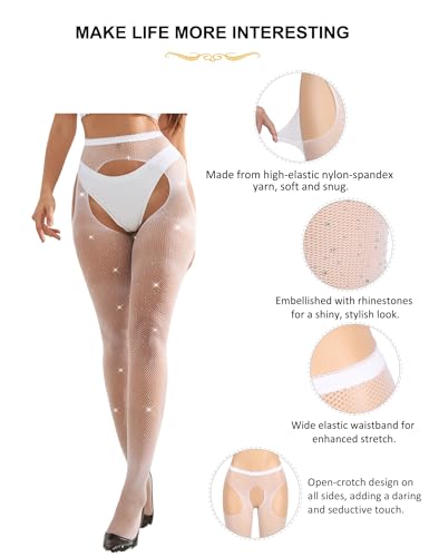 Image of ohyeahlady Fishnet Suspender Stocking High Waist Plus Size Tights High Lace Tight Pantyhose for Women XS-5XL