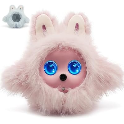 AI Smart Robotic Pet, Cute Emotional Companion Robot with Multimodal Interaction, Replaceable Fluffy Cover, Voice Conversation, Touch Sensing, LCD Screen, Suitable for Home & Office