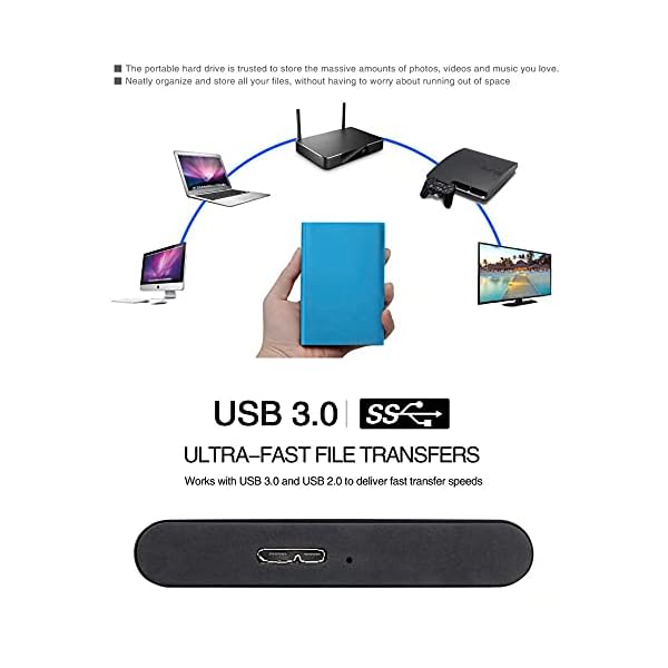 Externe Festplatte, tragbare Festplatte, 1 TB, 2 TB, externe schlanke Festplatte, Datenspeicher, kompatibel mit PC… – Bild 5