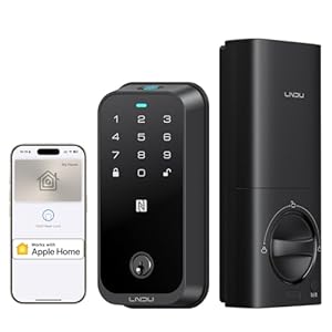 Smart Lock HK01, Keyless Entry Door Lock with Apple Home Key, Fingerprint Deadbolt, Supports Apple Homekit, Safety Lock for Front Door, Easy Installation, Auto-Locking
