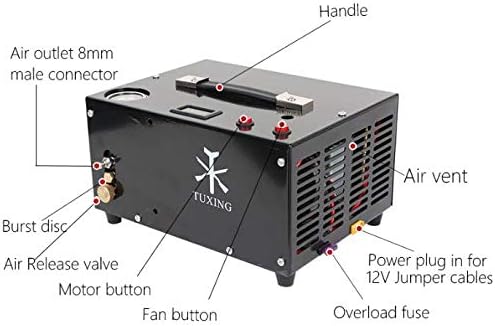 Miniatura 9 de 110V 30MPA 300Bar 4500psi PCP Compresor de Aire Eléctrico Sistema de Bomba de Enfriamiento Ventilador Industrial 2 Etapa Motocicleta Kayak para