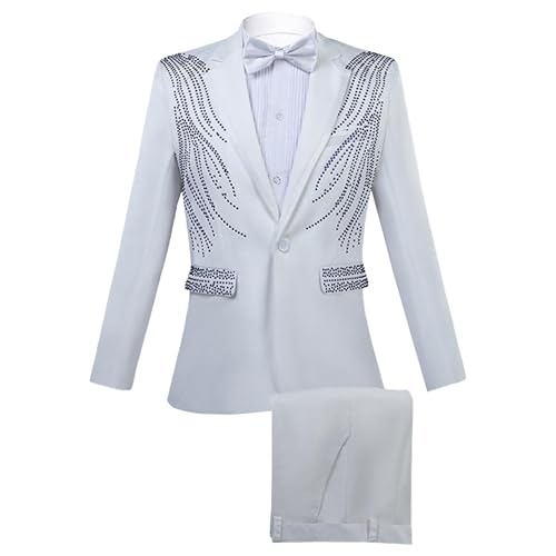 Smoking de mariage pour homme veste de costume ajustée un bouton blanche élégante L