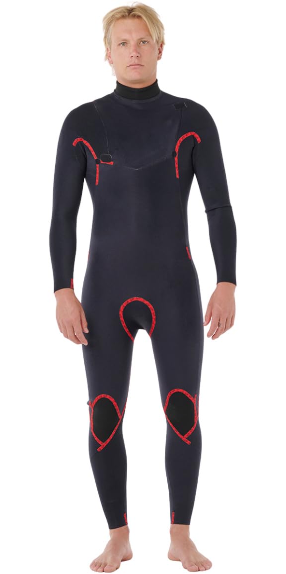 RIP CURL 2025 Hombres Dawn Patrol Pro 4/3mm Chest Zip Neopreno 16WMFS - Black