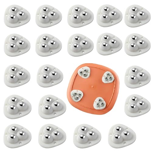 Image of Self-Adhesive Mini Caster Wheels for Furniture - 360 Swivel Sticky Wheels for Kitchen Appliances, Trash Cans, Storage Bins, Heavy-Duty Stainless Steel, Universal Fit (24 Pcs)