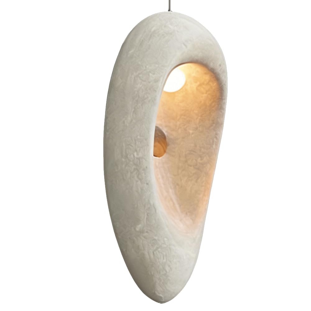 ESIYUVO Pebble-Shaped Openwork Chandelier Minimalist Wabi-sabi Hanging Lamp High-Density Polystyrene Pendant Light Adjustable Bedside Lighting Fixture E27 for Entryway Dining Room Bedroom Bar Corner