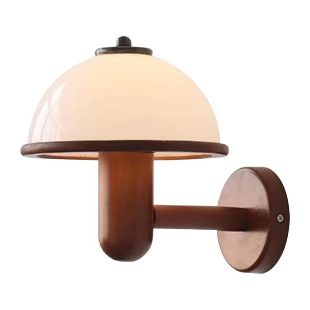 LYOUAE Nordic Rustic Rubberwood Wall Sconce Farmhouse Vintage Hardwired/Plug in Wall Lamp Milk White Acrylic Shade Wall Mounted Lamp for Bedroom Living Room Hallway(Hard Wiring)