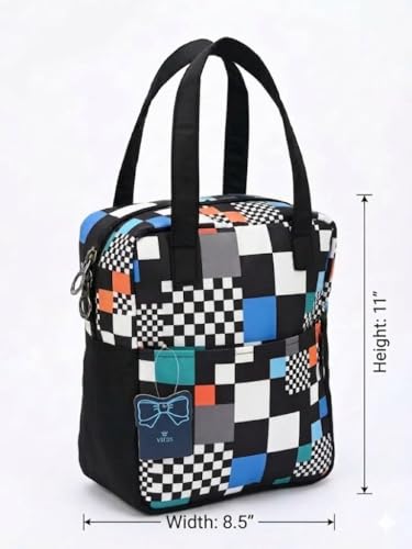 Image of Insulated Lunch Bag for Men & Women | 9.25 litres Large Capacity| 1000D Fabric | Bounded Satin Fabric | Water-Resistant & Leakproof | Durable Lunch Carrier with Double Handles (Multicolor)