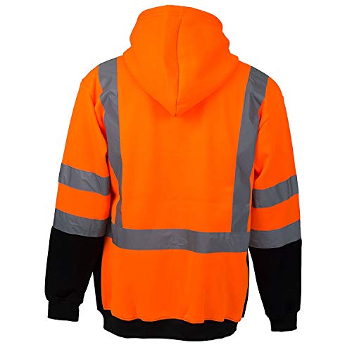 Ansi Class 3 High Visibility Sweatshirt Full Zip Hooded -H9011 Orange / Large / Set Of 1 #TOP3