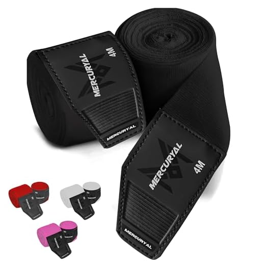 MERCURYAL Vendas Boxeo 4m para Proteger la Mano - Vendas Boxeo Guantes Interiores - Cinta Boxeo - Hand Wraps Muay Thai MMA Kick Boxing Artes Marciales - Vendas para Mujeres y Hombres (4 M, Negro)