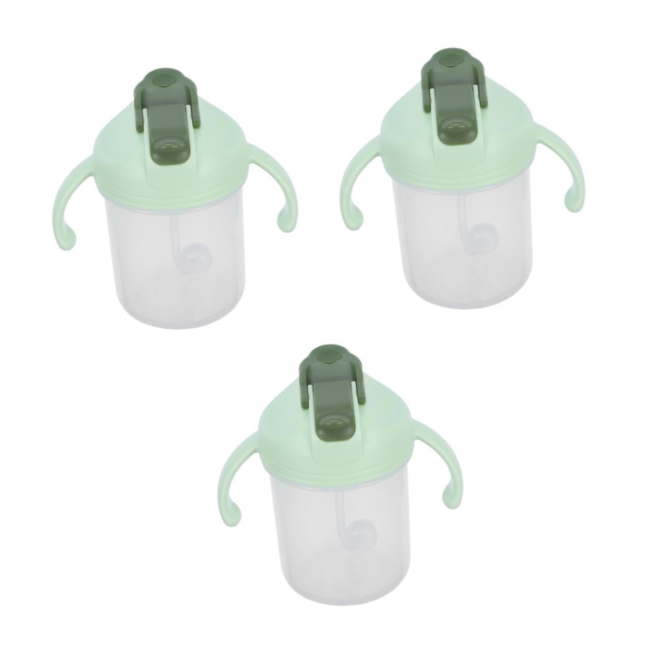 3 Piezas Vaso de anti-asfixia derramar postrado en cama viejo vaso con pajita y tapa Bebiendo Cuidado sorbo de avena para adultos tazas para adultos mayores páginas Green