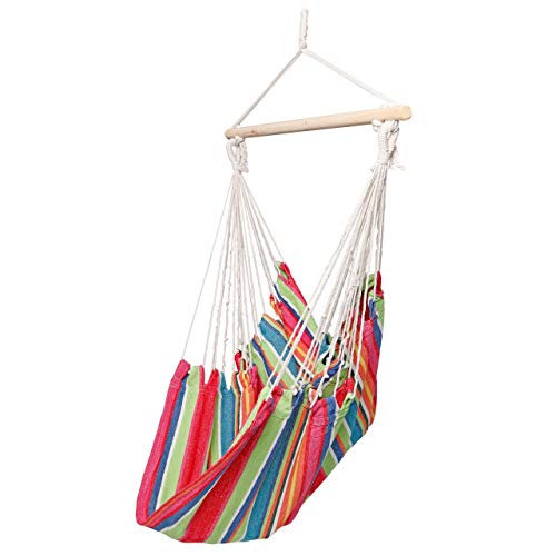 LINDER LEX Hängesessel mit Holzgestell ca 100 x 90 cm, Farbe:Bunt gestreift