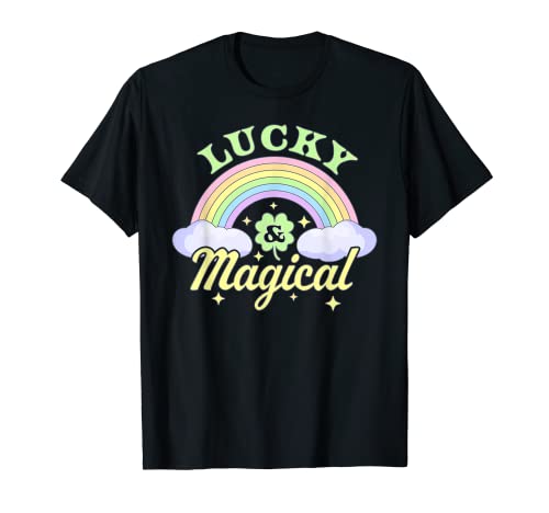 Lucky and Magical Cute Saint Patricks Day Niñas Niños Rainbow Camiseta