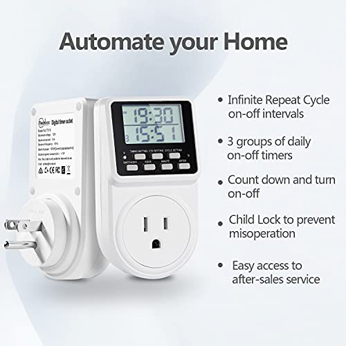 image for Techbee Indoor Digital Infinite Repeat Cycle Intermittent Outlet Timer