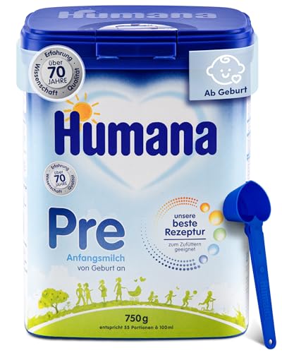 Humana Pre Anfangsmilch 750g-Packung - Babymilch von Geburt an - Säuglingsnahrung als Muttermilchersatz oder Ergänzung - Pre Nahrung Baby