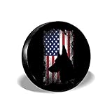 Fshionlicenkdseplate Sports Fan Tire Covers German Shepherd American Flag Universal Spare Wheel Tire Cover Fit for Trailer,RV,SUV and Many Vehicle 14-17 inch