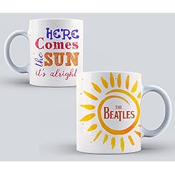 Tasse Beatles Here comes the sun en céramique. Cadeau original. - Les Beatles, Paul McCartney, John Lennon, RIngo Starr, George Harrison