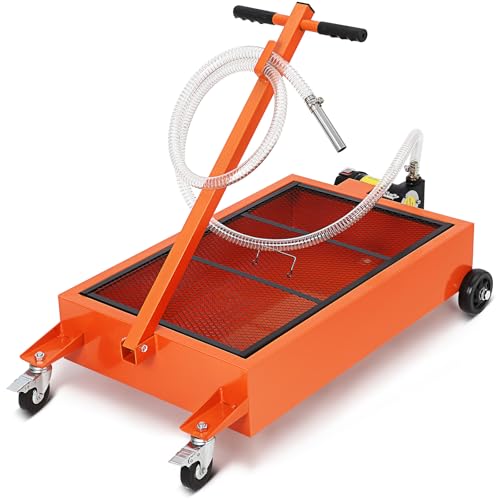 Garvee Waste Oil Drain Pan with 110V Pump, 20 gal Low Profile Electric Oil Drain Change Pan with 8.2 ft Hose & Folding Handle, Rolling Oil Drain Cart