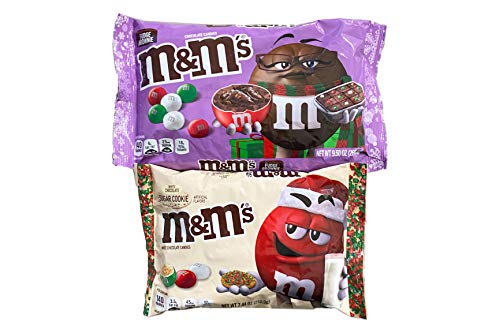 Limited Edition Bundle : M&M'S Holiday White Chocolate Sugar Cookie Candy and M&M's Fudge Brownie Pack of 2