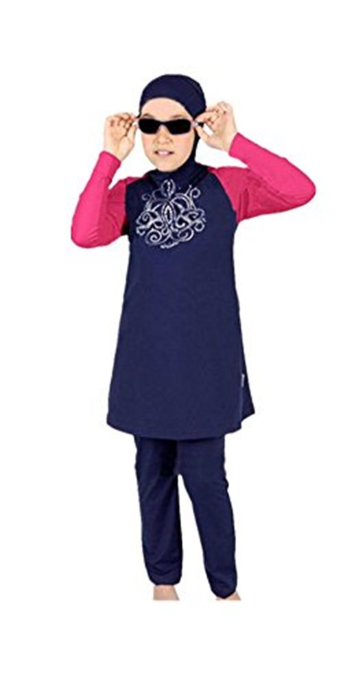 Maillots de bain Musulman Enfants Filles maillot de bain islamique Hijab Muslim Swimwear Islamic Swimsuit modeste couverture complète beachwear Burqini Burkini (Enfants S (Réf. 6-7 ans), NO-2)