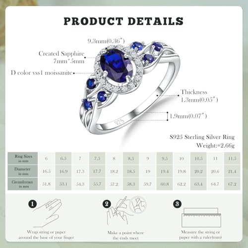 925 Sterling Silver Celtic Knot Engagement Ring for Women Moissanite/Cubic Zirconia Inlaid Oval Shaped Birthstone Rings Cocktail Wedding Birthday Jewelry(with Box)3