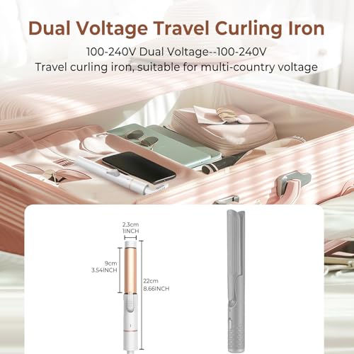 25mm Mini Lockenstab, Lockenstabs Kurze Haare,Reise Lockenstabs 180℃, Keramik Mini Lockenwickler, Lockenwickler klein Lockenstabb Kurze Haare Trave Schnelles Aufheizen mit Aufbewahrungstasche