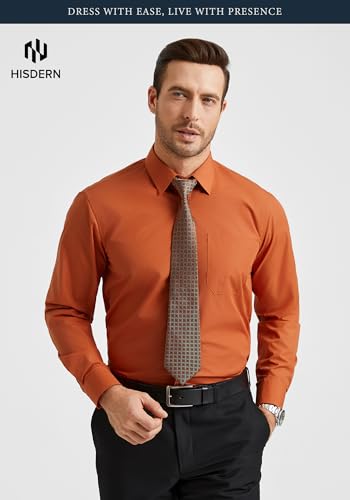 Image of HISDERN Mens Dress Shirt with Tie Pocket Square Set Classic Button Down Shirt Matching Tie Long Sleeve Shirts