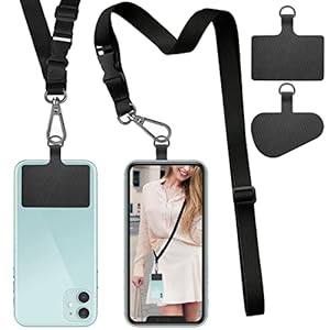 ROCONTRIP Phone Lanyard Universal Crossbody Cell Phone Lanyards Multifuctional Nylon Patch Adjustable Shoulder Neck Strap Compatible with Most Smartphones(Pure Black)