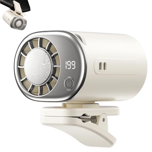Car Clip on Air Conditioner Fan with Display Portable Mini Cooling System for Auto Vehicle Hands-Free Clip on Air Conditioner Fan 360 Rotation Portable Mini Fan with 199 Speeds Cars Work Out-White