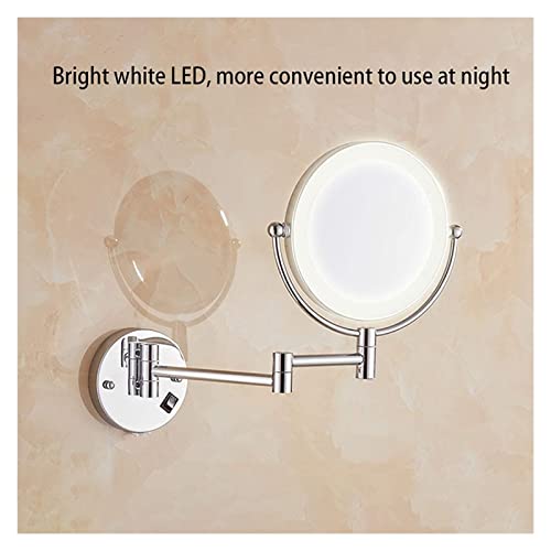 Miroir de maquillage mural LED 8 pouces éclairé ajustable chrome de vanité