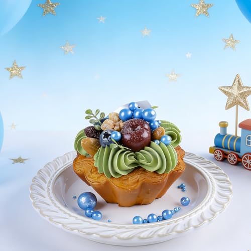 Image of Blue Pearl Sprinkles for Cake Decorating, 4 Sizes Sugar 130g /4.6oz, Cupcake, Ice Cream, Donuts, Macaron Toppings Supplies (2mm, 4mm, 7mm, 1cm)