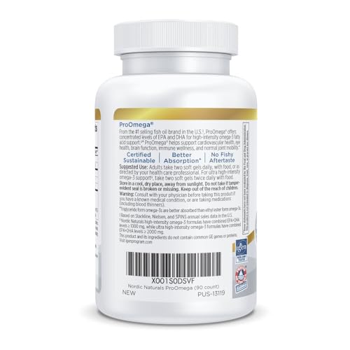 Image of Nordic Naturals ProOmega, Lemon Flavor - 90 Soft Gels - 1280 mg Omega-3 - High-Potency Fish Oil with EPA & DHA - Promotes Brain, Eye, Heart, & Immune Health - Non-GMO - 45 Servings