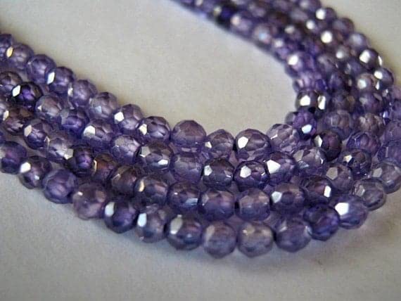 Améthyste oxyde de zirconium CZ rondelle facettée 3mm pour création bijoux en fil de 33cm