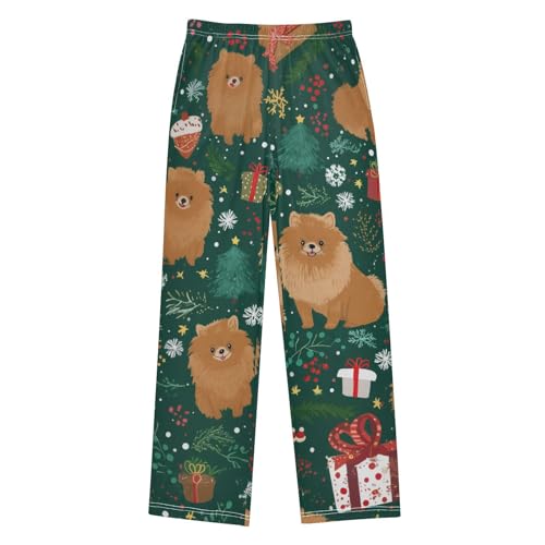 ZZXXB Pomeranian Pine Trees Boys Long Pants Soft Trousers Elastic Waist Kids Lounge Bottoms with Pockets S-XL
