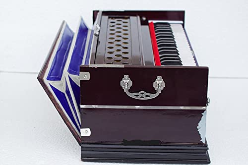 KHALSA MUSICAL Wooden By Professional Harmonium- 3 1/4 Octave, Double Bellow, 39 Keys,7 Stopper, 2 Reeds (Bass- Male)