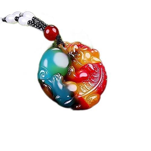 UZKWYKYC esculpido de jade, amuleto Amuleto de la suerte tallado, N Color Jade Pixiu chino tallado a mano, amuleto de joyería, accesorios de moda for hombres y mujeres, regalos de la suerte