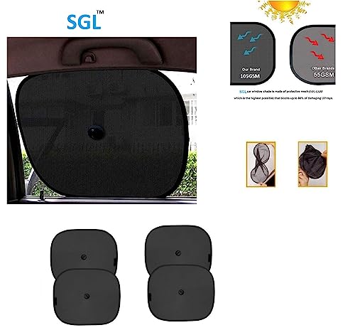 Image of SGL Car Side Window Sun Shades, Universal fit, Pack of 3 Pieces (Black, 105 GSM)