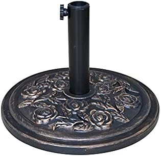 Ram® 10kg Heavy Duty Cast Cement Parasol Base with Floral Effect Garden Patio Furniture Stand for Umbrella Canopy Gazebo Awning