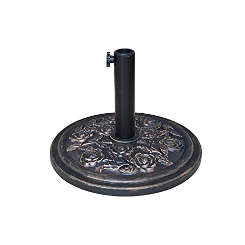 Ram 10kg Heavy Duty Cast Cement Parasol Base with Floral Effect Garden Patio Furniture Stand for Umbrella Canopy Gazebo Awning