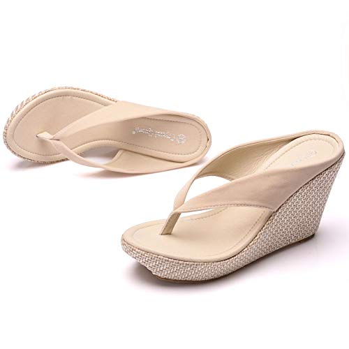 Crystal Queen Women Beach Sandals Platform Wedges Sandals High Heels Wedges Slippers Flip Flops White Flip Flops Plus Size4