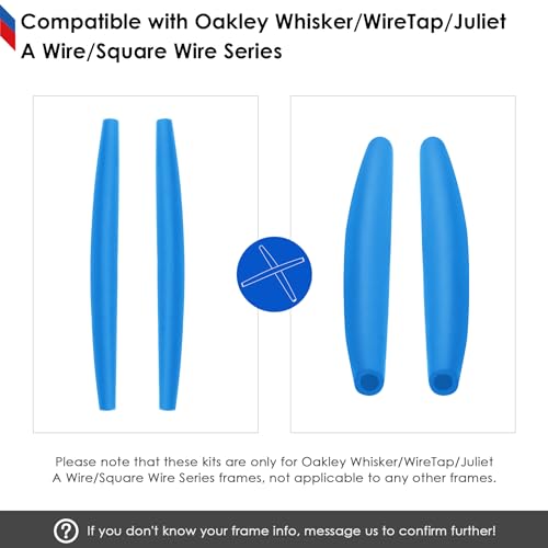 Image of BLAZERBUCK Replacement Temple Sleeves Ear Socks for Oakley Whisker /Juliet /A Wire Sunglass - Black + Light Blue