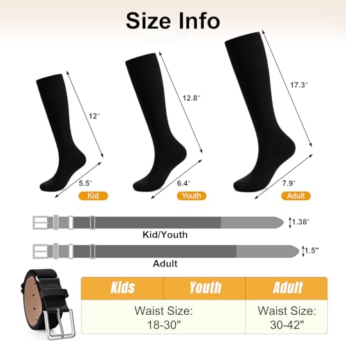 Image of XZQTIVE Baseball Softball Socks and Baseball Softball Belt Combo Set Knee-High Soccer Socks for Kids Youth Adult