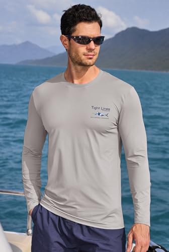 Image of Mens UPF 50+ Rash Guard Quick Dry Lightweight Summer UV Sun Protection Long Sleeve Swim Shirt (S-XXL)